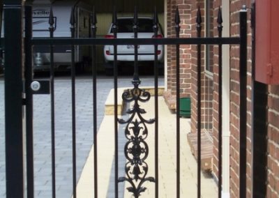 Seacliff Design with Melrose Spears; Huntley Newels Welded into centre of Single Gates; Satin Black; Old Noarlunga