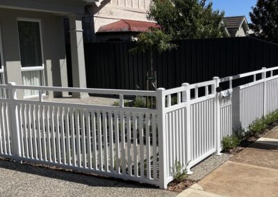 Monterey Design Custom Design Fencing and gate in White with letterbox