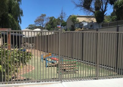 Grange Design Fencing and Gates with 25sq uprights at Child Care Centre