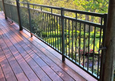 Henley Design as balustrade with welded intermediary posts in Pale Eucalypt